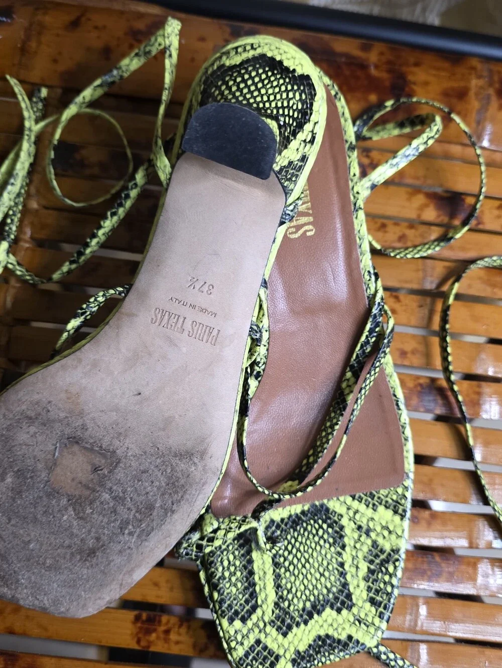 Paris Texas Paris Women Open Toes Sandals Sz 7.5 Snake Skin